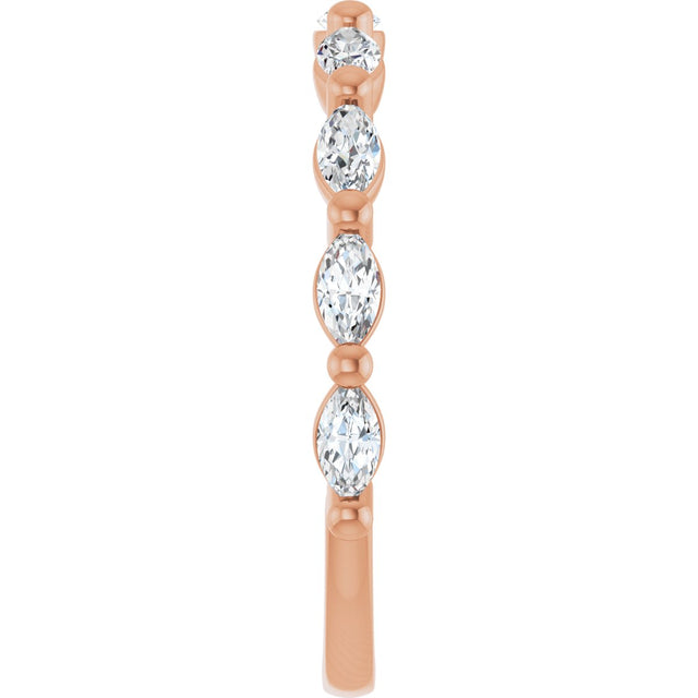 14K Gold Marquise Lab-Grown Diamond Shared-Prong Anniversary Band – 1/4–1/2 CTW - Rose Gold - view 4