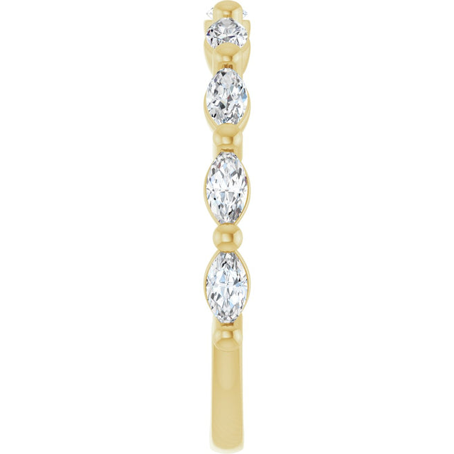 14K Gold Marquise Lab-Grown Diamond Shared-Prong Anniversary Band – 1/4–1/2 CTW - Yellow Gold - view 4