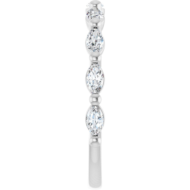 Platinum Marquise Natural Diamond Shared-Prong Anniversary Band – 1/5–1/2 CTW - view 4