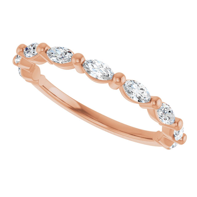 14K Gold Marquise Lab-Grown Diamond Shared-Prong Anniversary Band – 1/4–1/2 CTW - Rose Gold - view 5