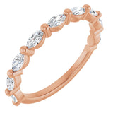 14K Gold Marquise Lab-Grown Diamond Shared-Prong Anniversary Band – 1/4–1/2 CTW - Rose Gold