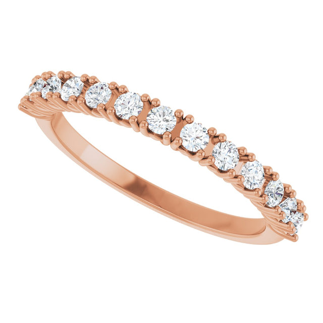 14K Gold Round Natural Diamond Anniversary Band – 1/3–5/8 CTW - Rose Gold - view 5
