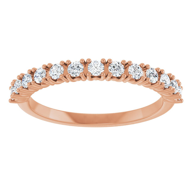 14K Gold Round Natural Diamond Anniversary Band – 1/3–5/8 CTW - Rose Gold - view 3