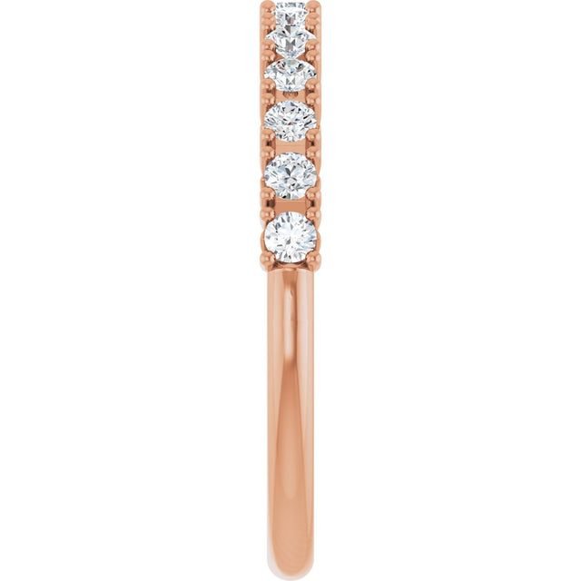 14K Gold Round Lab-Grown Diamond Anniversary Band – 3/8–5/8 CTW - Rose Gold - view 4