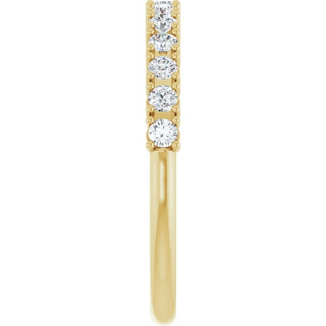 14K Gold Round Natural Diamond Anniversary Band – 1/3–5/8 CTW - Yellow Gold - view 4