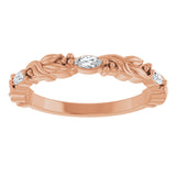 14K Gold Marquise Natural Diamond Three-Stone Sculptural Anniversary Band – 1/6 CTW - Rose Gold - view 3