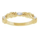 14K Gold Marquise Lab-Grown Diamond Three-Stone Sculptural Anniversary Band – 3.75x1.75 mm Stones - Yellow Gold - view 3