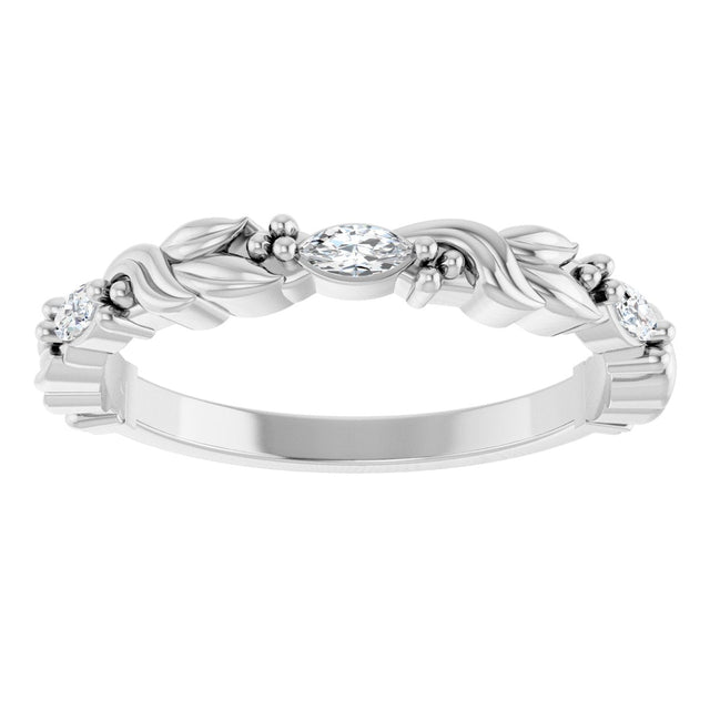 Platinum Marquise Lab-Grown Diamond Three-Stone Sculptural Anniversary Band – 3.75x1.75 mm Stones - view 3