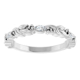 14K Gold Marquise Lab-Grown Diamond Three-Stone Sculptural Anniversary Band – 3.75x1.75 mm Stones - White Gold - view 3