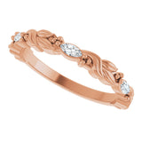 14K Gold Marquise Lab-Grown Diamond Three-Stone Sculptural Anniversary Band – 3.75x1.75 mm Stones - Rose Gold - view 5