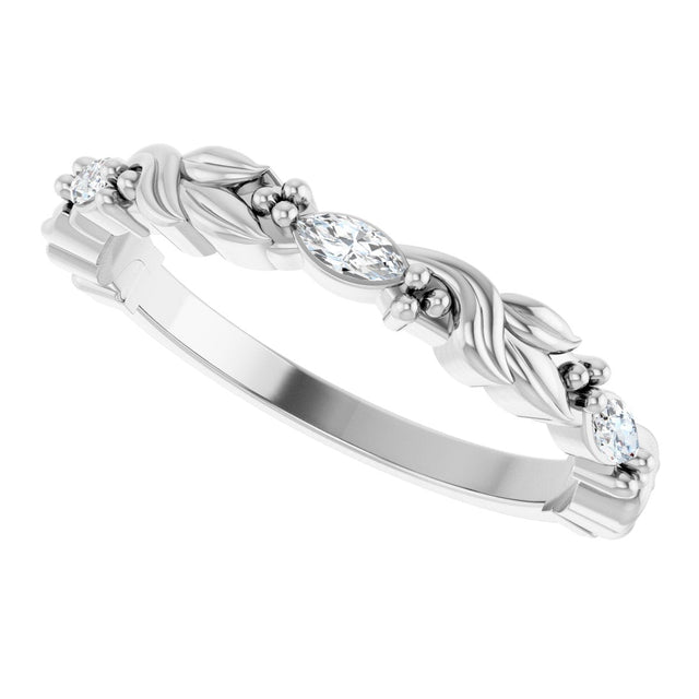 Platinum Marquise Lab-Grown Diamond Three-Stone Sculptural Anniversary Band – 3.75x1.75 mm Stones - view 5