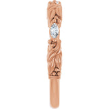 14K Gold Marquise Natural Diamond Three-Stone Sculptural Anniversary Band – 1/6 CTW - Rose Gold - view 4