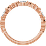 14K Gold Marquise Lab-Grown Diamond Three-Stone Sculptural Anniversary Band – 3.75x1.75 mm Stones - Rose Gold - view 2
