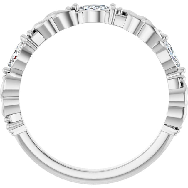 Platinum Marquise Lab-Grown Diamond Three-Stone Sculptural Anniversary Band – 3.75x1.75 mm Stones - view 2