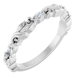 14K Gold Marquise Lab-Grown Diamond Three-Stone Sculptural Anniversary Band – 3.75x1.75 mm Stones - White Gold