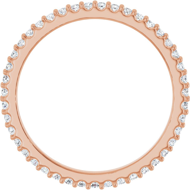 14K Gold Round Natural Diamond Shared-Prong Eternity Band – 1.3 mm Stones (1/3–3/8 CTW) - Rose Gold - view 2