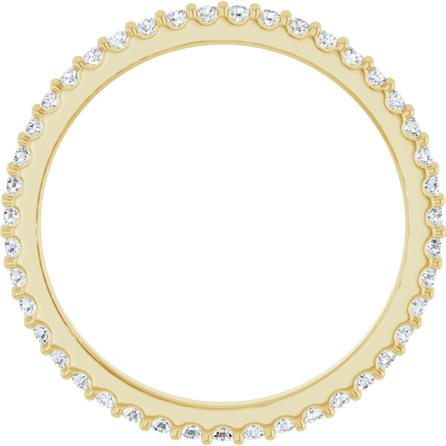 14K Gold Round Natural Diamond Shared-Prong Eternity Band – 1.3 mm Stones (1/3–3/8 CTW) - Yellow Gold - view 2