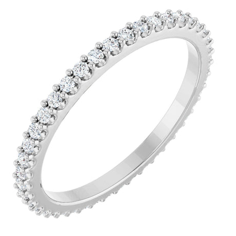 Platinum Round Natural Diamond Shared-Prong Eternity Band – 1.3 mm Stones (1/3–3/8 CTW)