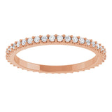 14K Gold Round Natural Diamond Shared-Prong Eternity Band – 1.3 mm Stones (1/3–3/8 CTW) - Rose Gold - view 3
