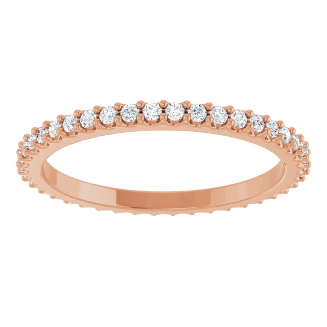14K Gold Round Lab-Grown Diamond Shared-Prong Eternity Band – 1.3 mm Stones (1/3–3/8 CTW) - Rose Gold - view 3