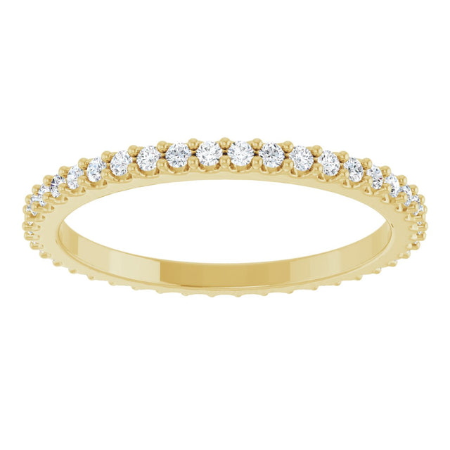 14K Gold Round Lab-Grown Diamond Shared-Prong Eternity Band – 1.3 mm Stones (1/3–3/8 CTW) - Yellow Gold - view 3