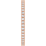 14K Gold Round Natural Diamond Shared-Prong Eternity Band – 1.3 mm Stones (1/3–3/8 CTW) - Rose Gold - view 4