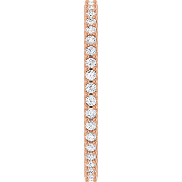 14K Gold Round Natural Diamond Shared-Prong Eternity Band – 1.3 mm Stones (1/3–3/8 CTW) - Rose Gold - view 4