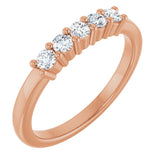 10K Gold Round Lab-Grown Diamond Five-Stone Anniversary Band – 1/4–5/8 CTW - Rose Gold