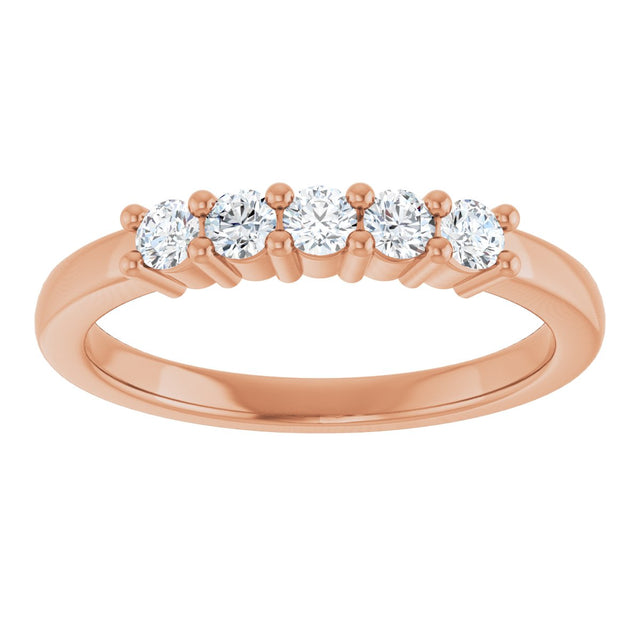 10K Gold Round Natural Diamond Five-Stone Anniversary Band – 1/5–5/8 CTW - Rose Gold - view 3