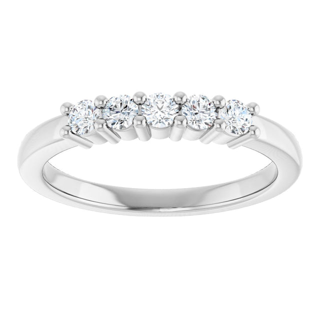 10K Gold Round Lab-Grown Diamond Five-Stone Anniversary Band – 1/4–5/8 CTW - White Gold - view 3
