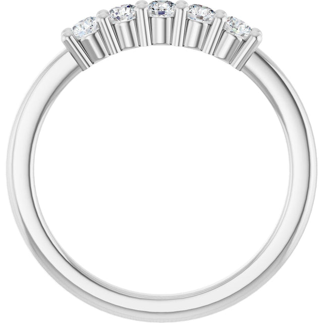 10K Gold Round Natural Diamond Five-Stone Anniversary Band – 1/5–5/8 CTW - White Gold - view 2