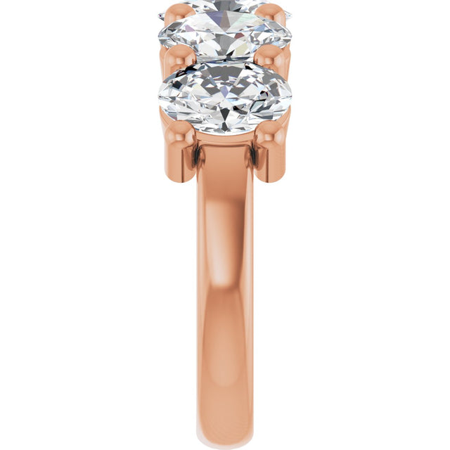 10K Gold Oval Natural Diamond Five-Stone Anniversary Band – 1 1/3–5 CTW - Rose Gold - view 4