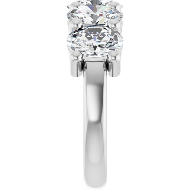 14K Gold Oval Natural Diamond Five-Stone Anniversary Band – 1 1/3–5 CTW - White Gold - view 4