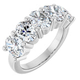 14K Gold Oval Lab-Grown Diamond Five-Stone Anniversary Band – 9/10–5 CTW - White Gold