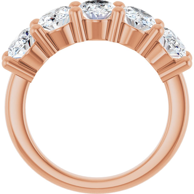 10K Gold Oval Lab-Grown Diamond Five-Stone Anniversary Band – 9/10–5 CTW - Rose Gold - view 2
