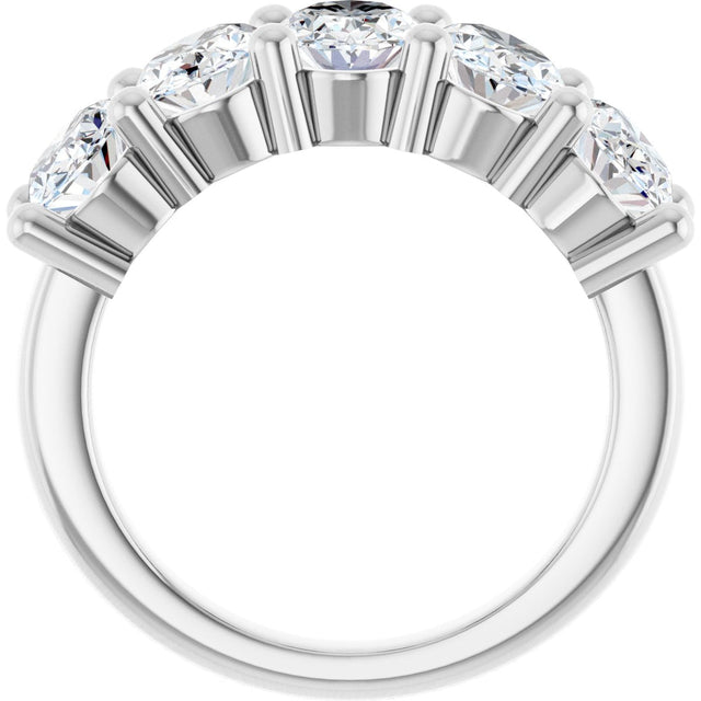 10K Gold Oval Lab-Grown Diamond Five-Stone Anniversary Band – 9/10–5 CTW - White Gold - view 2