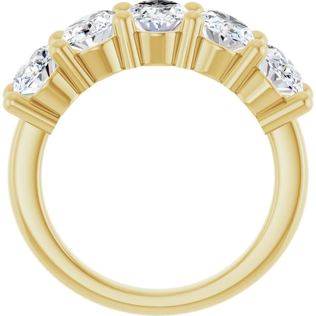 10K Gold Oval Natural Diamond Five-Stone Anniversary Band – 1 1/3–5 CTW - Yellow Gold - view 2