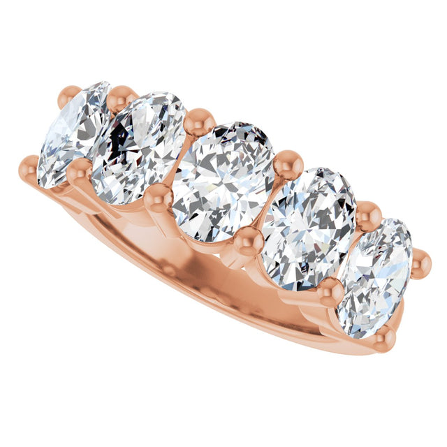 10K Gold Oval Natural Diamond Five-Stone Anniversary Band – 1 1/3–5 CTW - Rose Gold - view 5