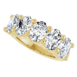 10K Gold Oval Natural Diamond Five-Stone Anniversary Band – 1 1/3–5 CTW - Yellow Gold - view 5