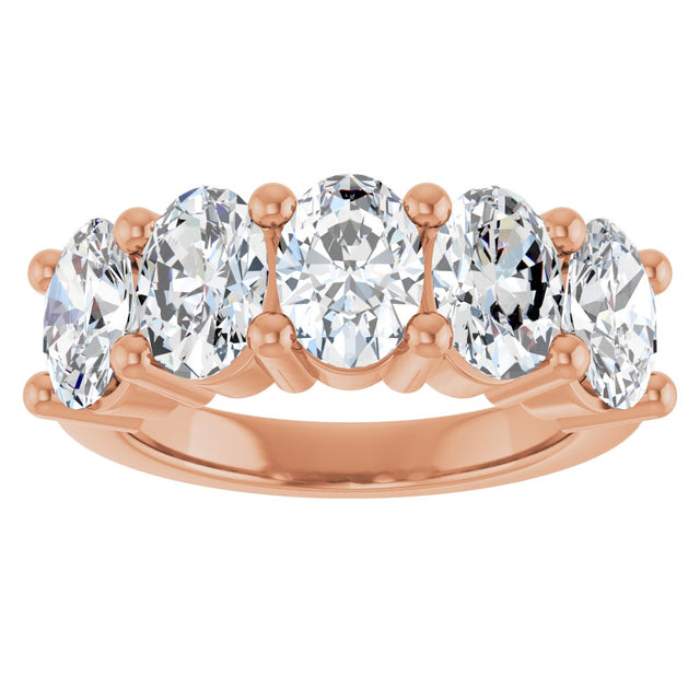 10K Gold Oval Natural Diamond Five-Stone Anniversary Band – 1 1/3–5 CTW - Rose Gold - view 3
