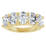 10K Gold Oval Natural Diamond Five-Stone Anniversary Band – 1 1/3–5 CTW - Yellow Gold - view 3