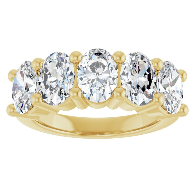 10K Gold Oval Natural Diamond Five-Stone Anniversary Band – 1 1/3–5 CTW - Yellow Gold - view 3
