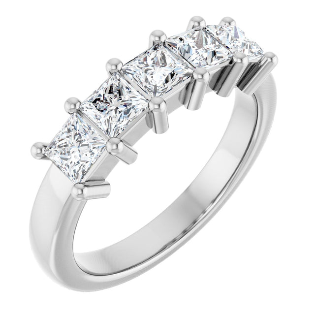 10K Gold Square Natural Diamond Five-Stone Anniversary Band – 1/3–1 1/4 CTW - White Gold