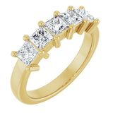 10K Gold Square Natural Diamond Five-Stone Anniversary Band – 1/3–1 1/4 CTW - Yellow Gold