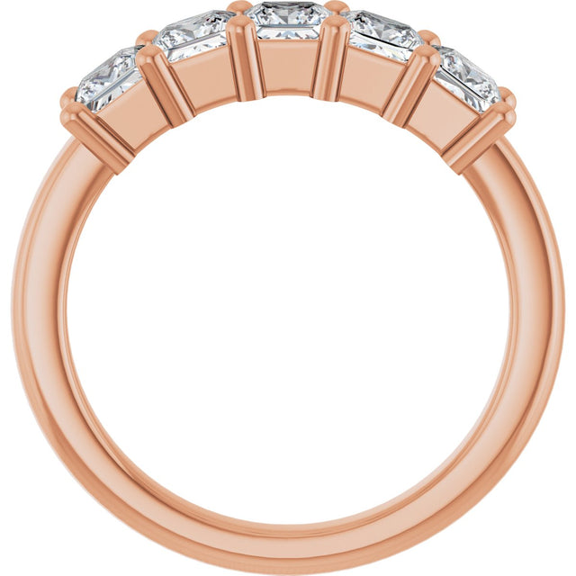 10K Gold Square Lab-Grown Diamond Five-Stone Anniversary Band – 3/8–1 1/2 CTW - Rose Gold - view 2