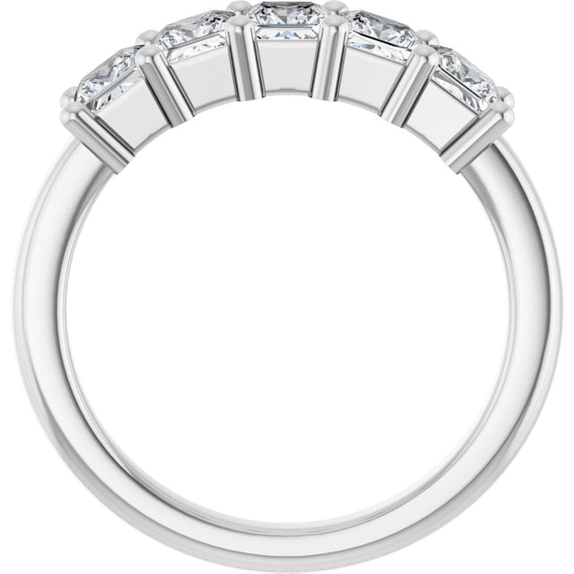 10K Gold Square Lab-Grown Diamond Five-Stone Anniversary Band – 3/8–1 1/2 CTW - White Gold - view 2