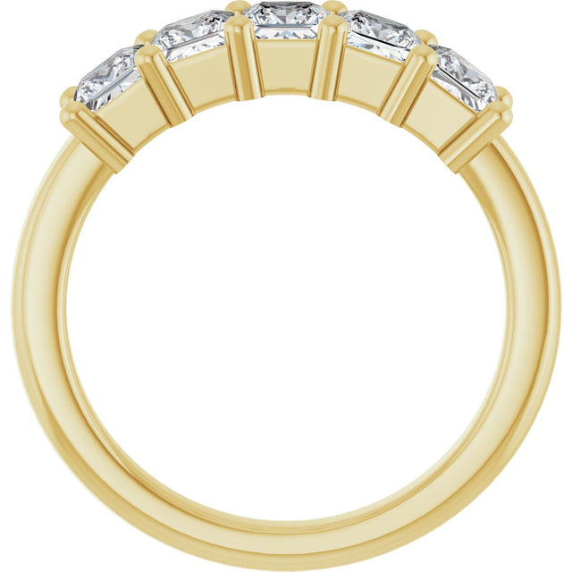 10K Gold Square Lab-Grown Diamond Five-Stone Anniversary Band – 3/8–1 1/2 CTW - Yellow Gold - view 2