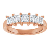 10K Gold Square Lab-Grown Diamond Five-Stone Anniversary Band – 3/8–1 1/2 CTW - Rose Gold - view 3