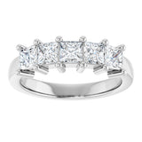14K Gold Square Natural Diamond Five-Stone Anniversary Band – 1/3–1 1/4 CTW - White Gold - view 3