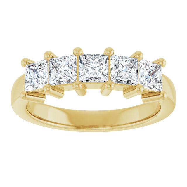 10K Gold Square Lab-Grown Diamond Five-Stone Anniversary Band – 3/8–1 1/2 CTW - Yellow Gold - view 3